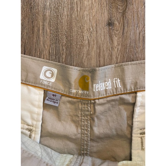 Carhartt Relaxed Fit Force Khaki Cargo Shorts Size 40 - Picture 2 of 3